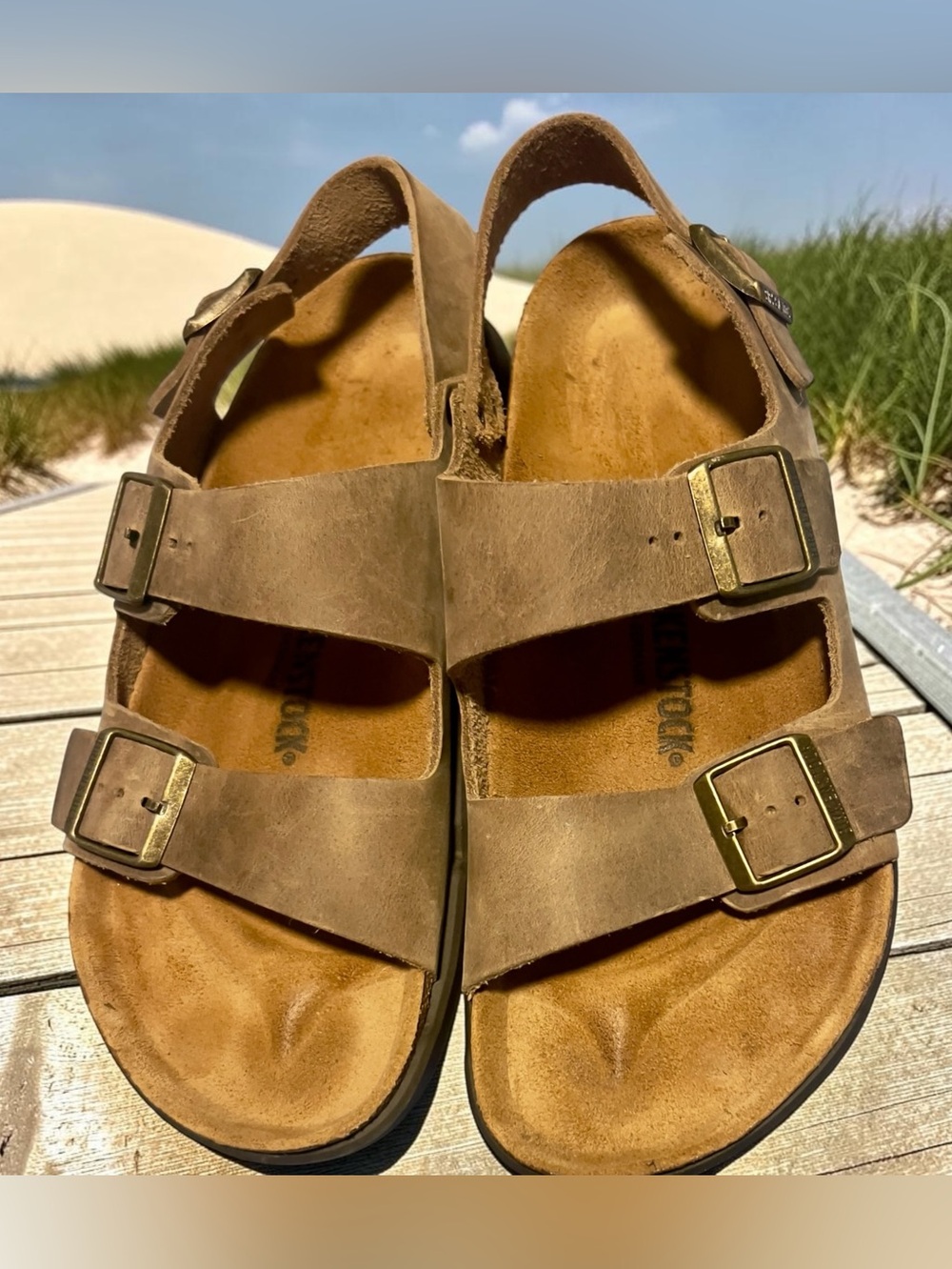 Birkenstock Milano Crosstown Oiled Leather Sandals Khaki EU 44EU -11-11.5 US